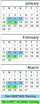 2001 First Quarter Training Calendar